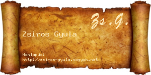 Zsiros Gyula névjegykártya